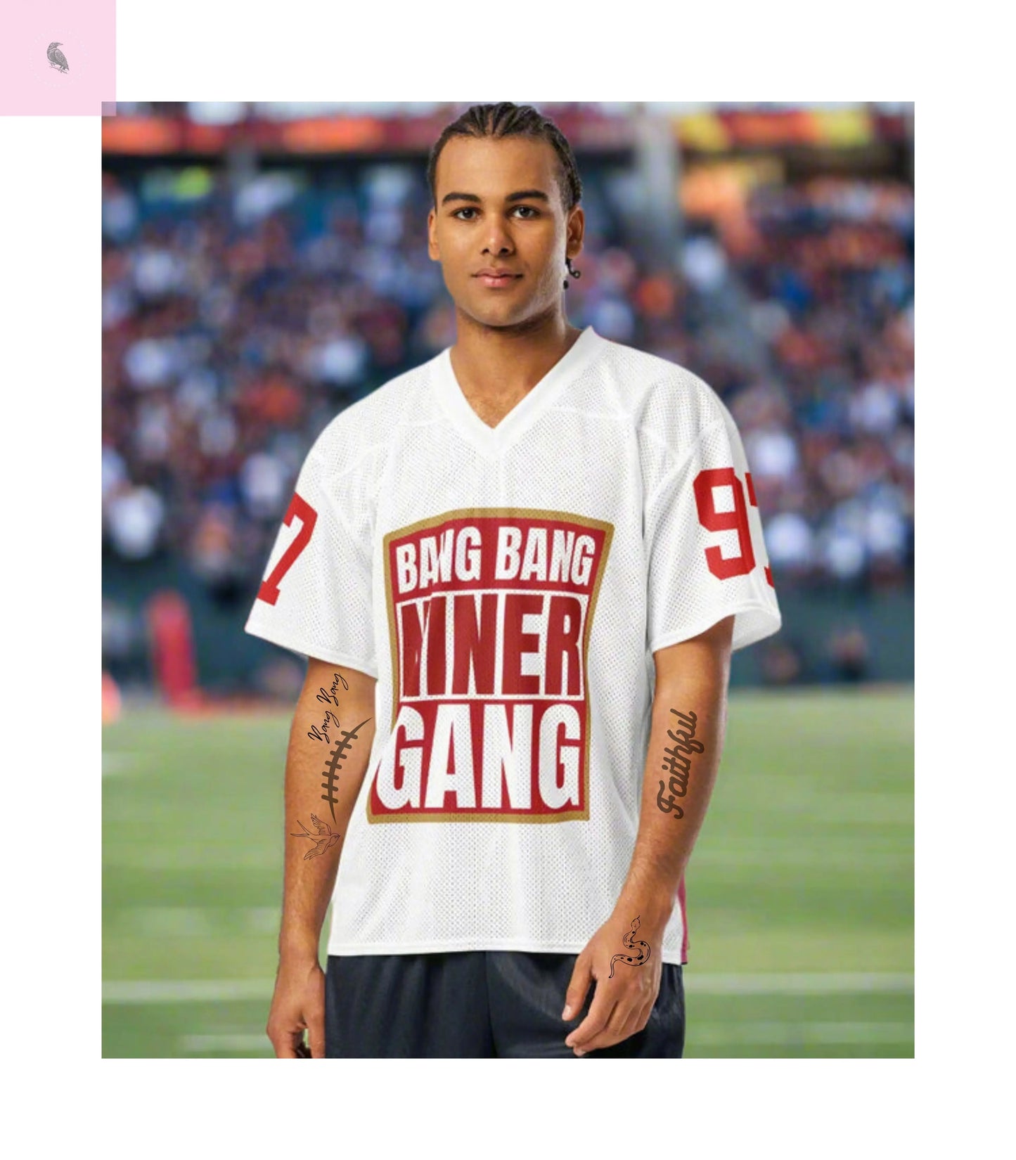 49ers fan Niner Gang mesh football jersey The flirty crow