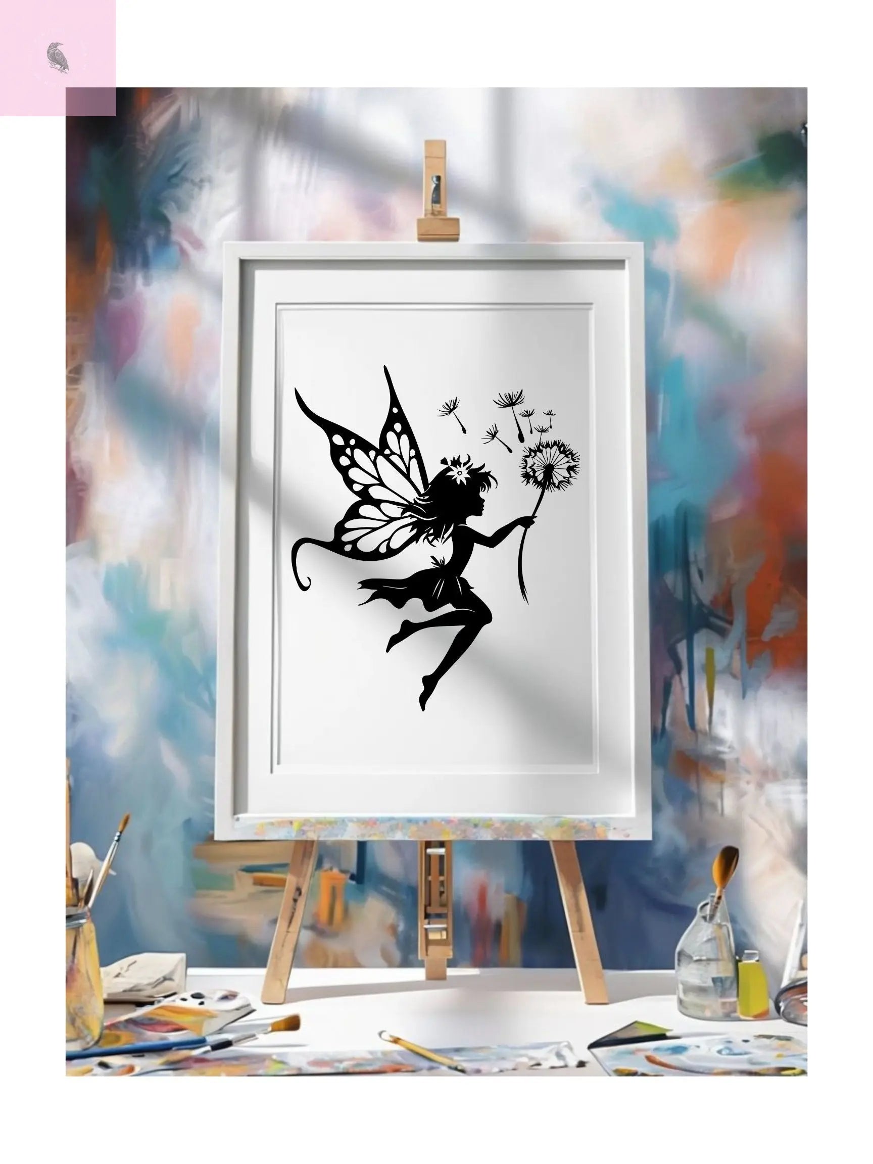 Framed Canvas Fairy Art, whimsical wall decor, nursery room art, gift for her The flirty crow