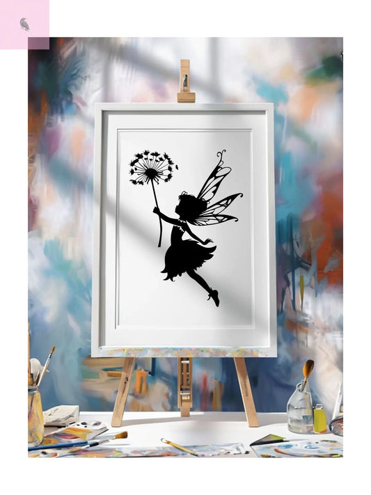 Framed canvas Fairy Silhouette Wall Art, Fairy lover Home Decor, Whimsical Framed Canvas, Fairy Gift, Kids Room Decoration, Nursery Art The flirty crow