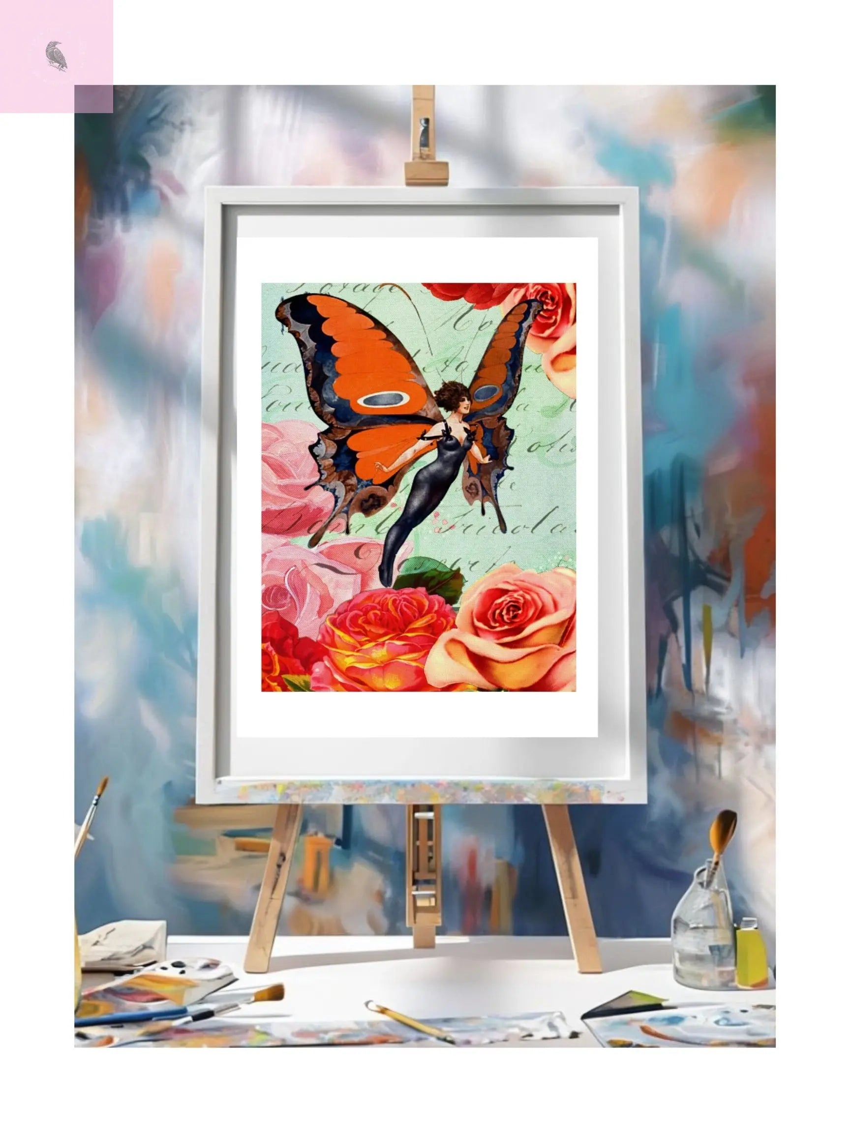Vintage Butterfly Framed- Floral Wall Art The flirty crow