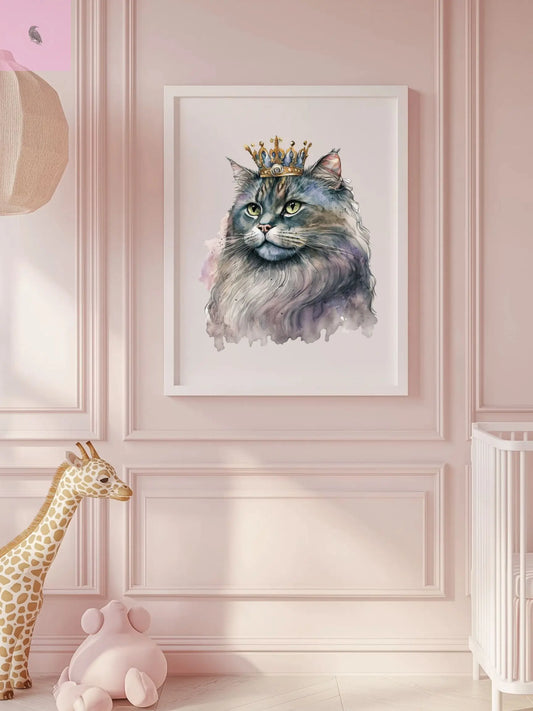 Watercolor Cat  Canvas ,  Cat Lover Decor, Watercolor Cat Wall Art, Animal Lover Gift, Home Decor for Cat Enthusiasts, Unique Cat gift The flirty crow