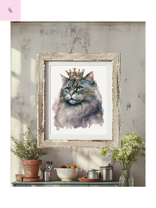 Cat Canvas Watercolor Art, Cat Wall Decor, Cat Lover Gift, Home Wall Art, Animal lover Gift,  Cat  lover Artwork, Watercolor cat canvas The flirty crow