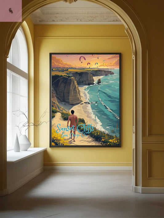 Stretched Canvas Wall Art, Sunset Cliffs San Diego Decor, Beach Wall Art, Coastal Art for Home, Travel Gift, Vacation Decor The flirty crow
