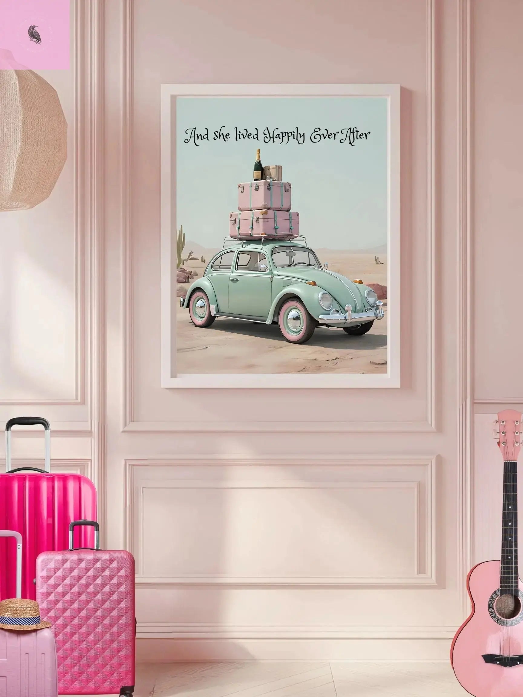Happily Ever After Vintage Car Poster, Traveler wall print,  Travel Wall Art, Wanderlust poster , Boho Home Accents, Gift for Travelers The flirty crow