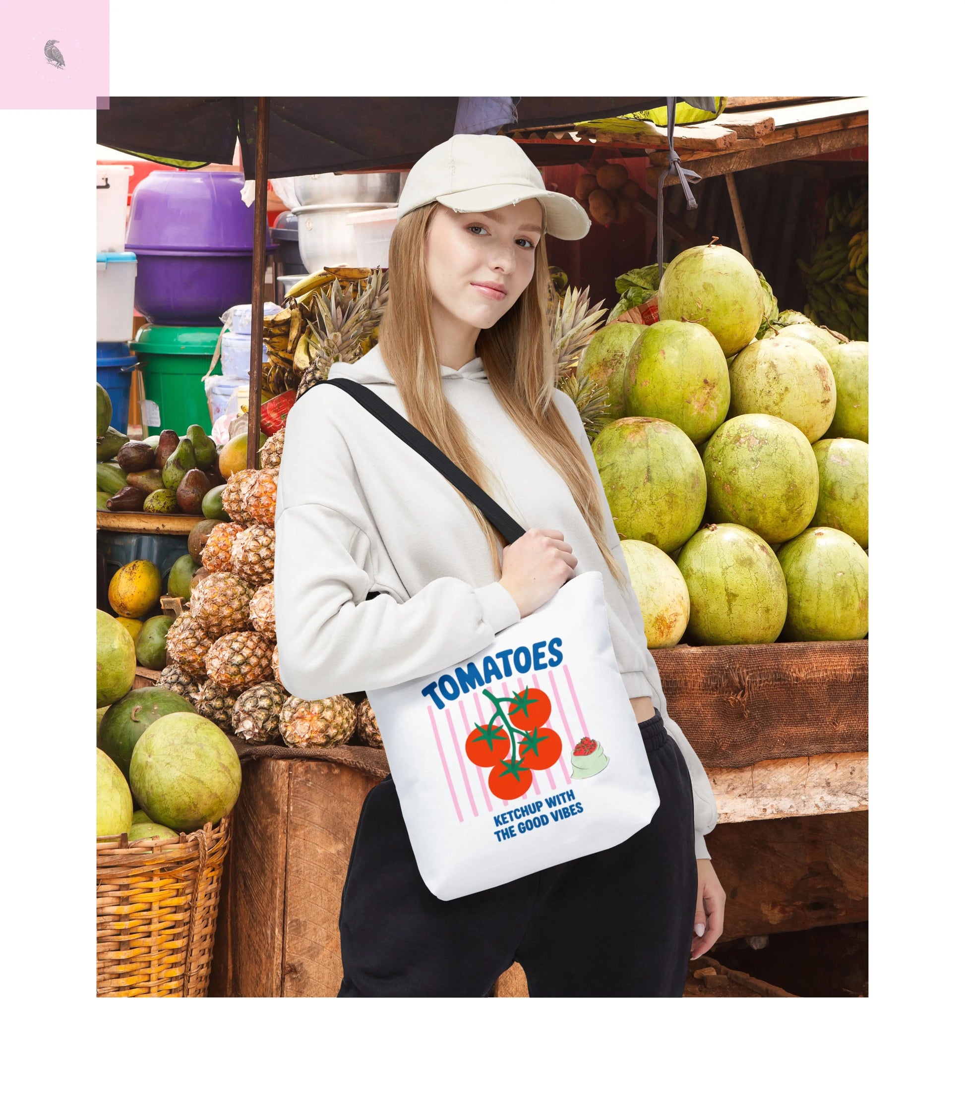 Tomato Vibes Tote Bag, Grocery tote,  Beach bag, travel tote,gift for gardener, veggie lover, Fun Gift for Foodies, Garden Lovers The flirty crow