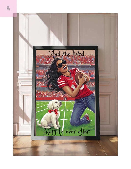 Football  Rolled Posters for  Female Fans, Sports Decor, Game Day Wall Art, San Francisco Sports fan, gift for SF sports fan, Female sports Lovers Gifts The flirty crow