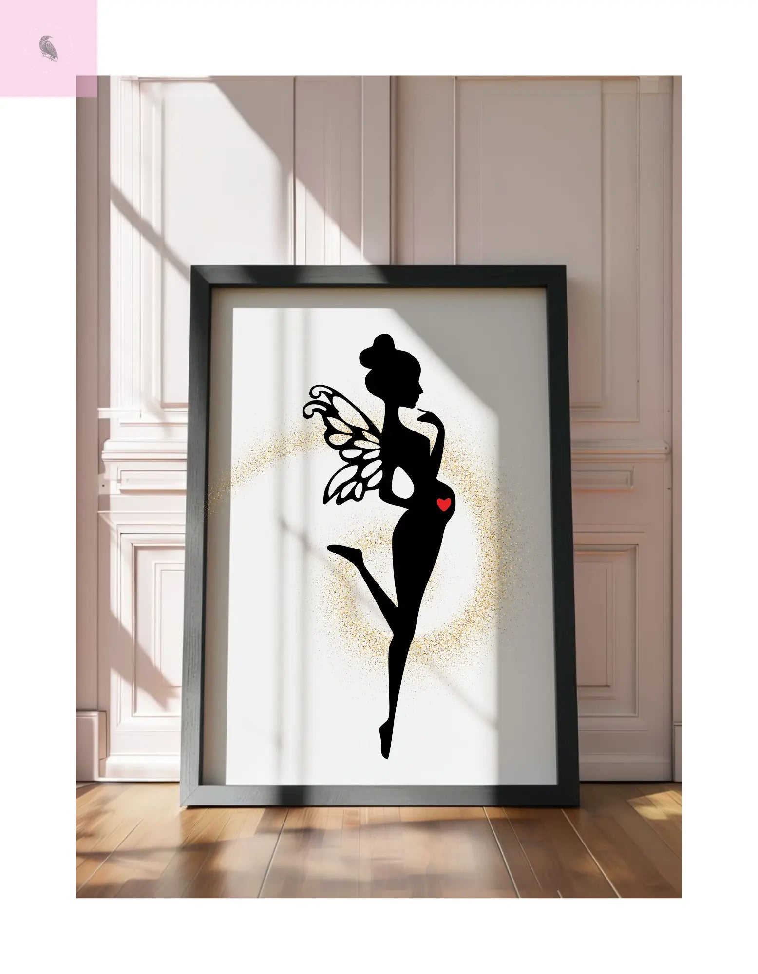Framed Fairy Art Print - Enchanting Decor for Expecting Mothers, Baby Shower Gift, Elegant Nursery Wall Art, Whimsical Home Accent The flirty crow