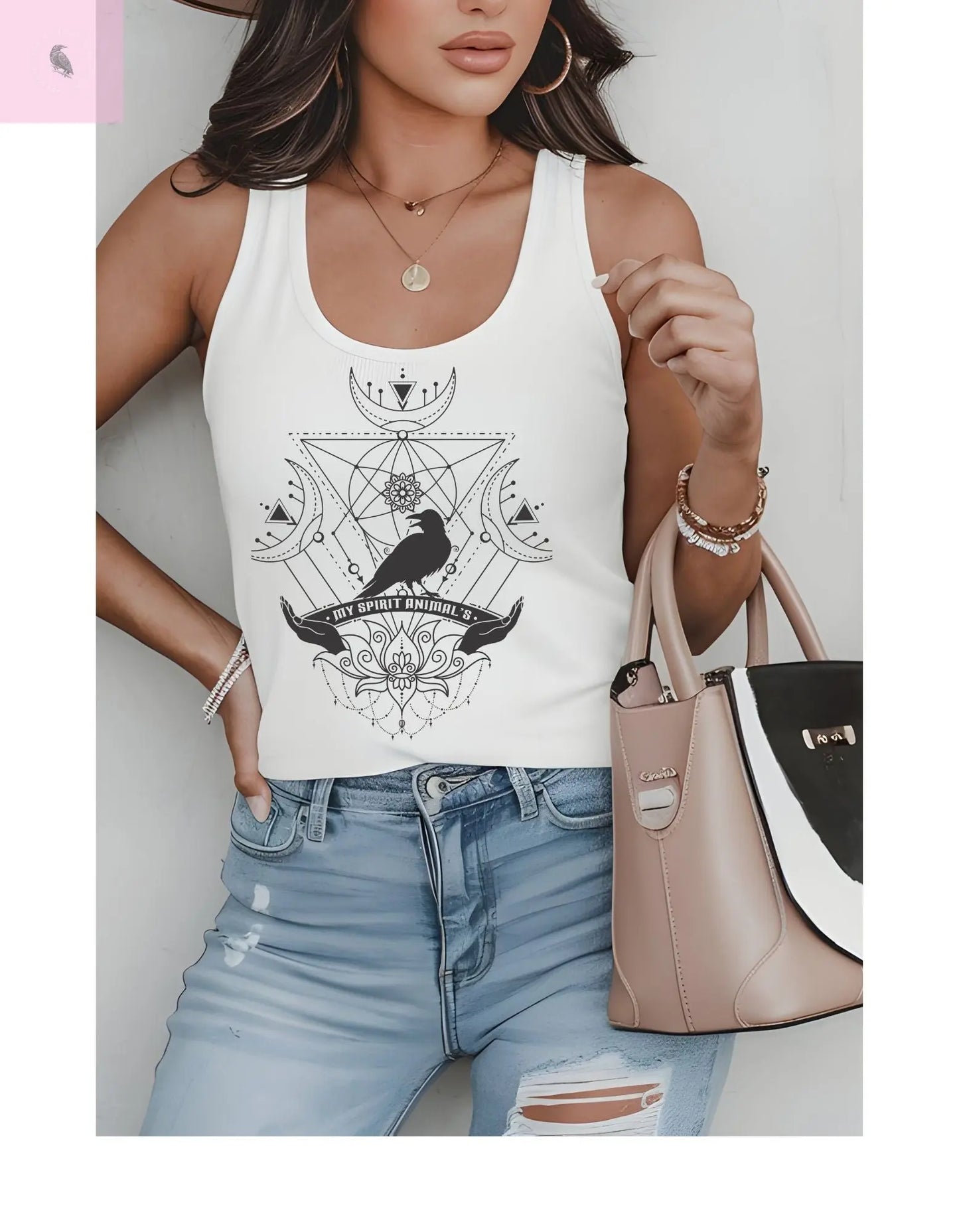 Crow Lovers Racerback Tank the flirty crow