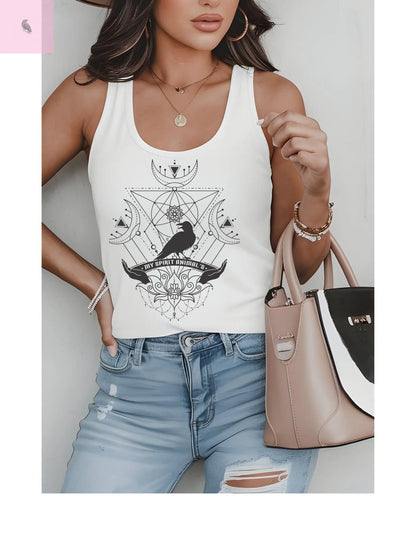 Crow Lovers Racerback Tank the flirty crow