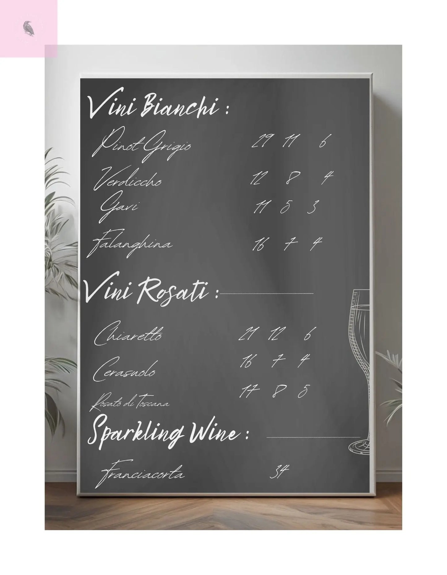 Chalkboard Wine Menu, Italian wine Canvas Art,  Bar Decor, Wine List Wall Art,  Kitchen Decor, Wine Lover Gift, Italian wine lover The flirty crow