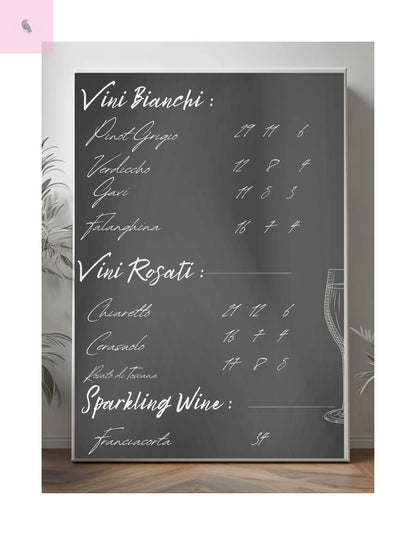 Chalkboard Wine Menu, Italian wine Canvas Art,  Bar Decor, Wine List Wall Art,  Kitchen Decor, Wine Lover Gift, Italian wine lover The flirty crow