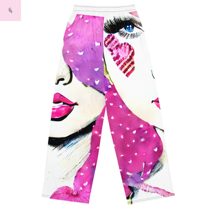 Hand drawn All-over print pop culture unisex wide-leg pants The flirty crow