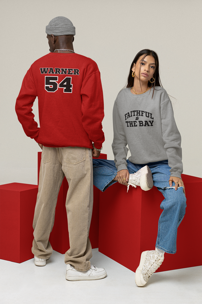 Faithful to the Bay Crewneck Sweatshirt, Personalized 'Warner 54' Team-Style Pullover