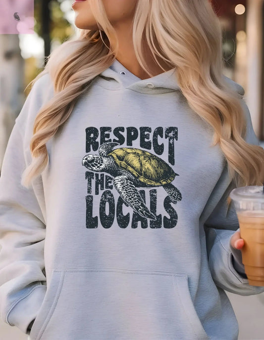 Ocean Lover Unisex Hooded Sweatshirt - Respect the Locals Beach Environmental Earth the flirty crow