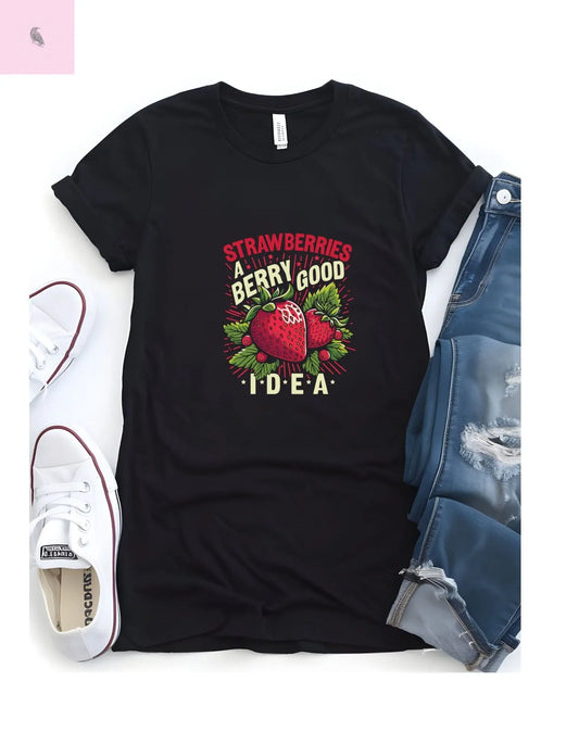 Women's Softstyle s fitted quality cotton strawberry trendy tee the flirty crow