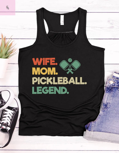 Women's pickleball  Racerback Tank. Quality, cute, trendy black pickleball tank the flirty crow