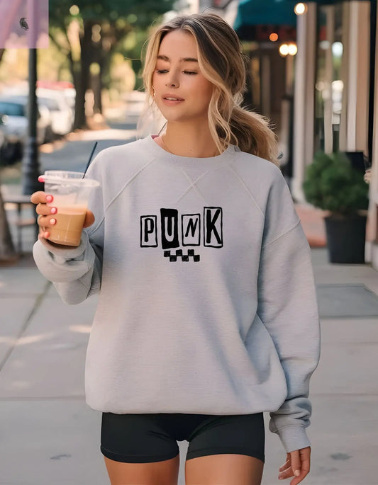 Punk Rock Sweatshirt, Trendy Crewneck unisex Fun Cotton Pullover, Cozy Streetwear Sweater, Soft Quality Grunge Top the flirty crow